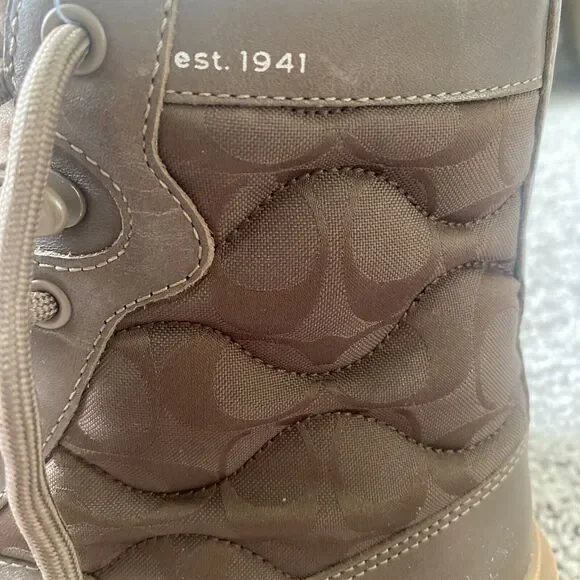 Coach Citysole Leather Lace Up Boots With Shearling Men's Size 7.5 Polyester New